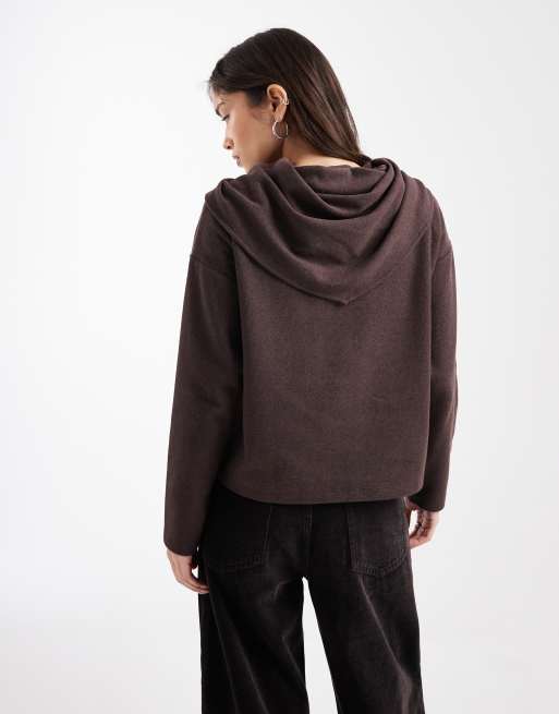 ASOS DESIGN - Top a maniche lunghe super morbido marrone con dettaglio a foulard, 4 di 4