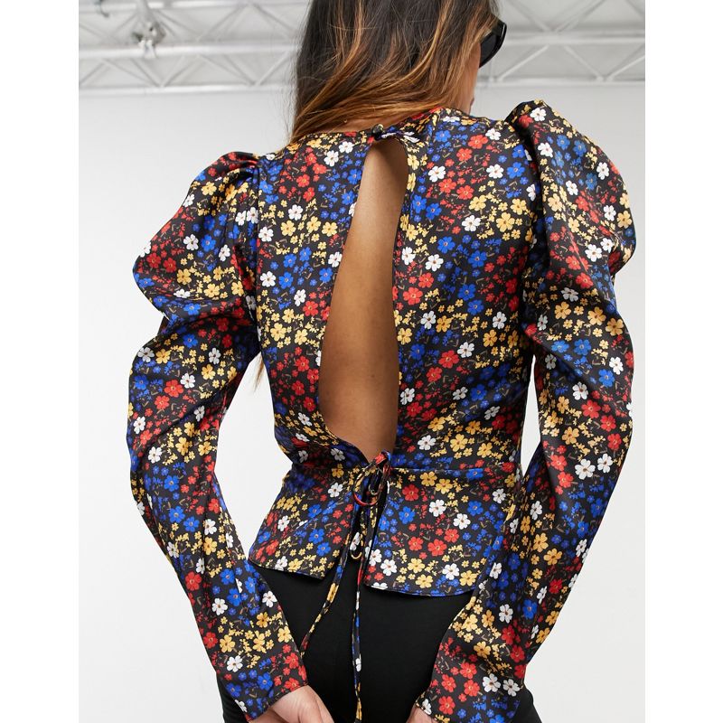 Camicie e bluse Top DESIGN - Top a maniche lunghe voluminose con stampa a fiori vivaci