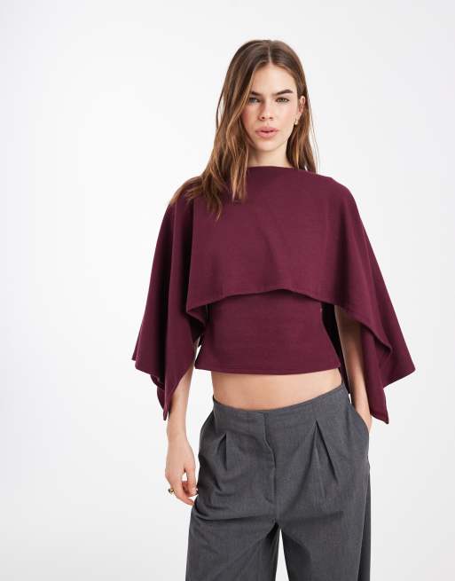 ASOS DESIGN - Top a mantella super morbido asimmetrico color fico