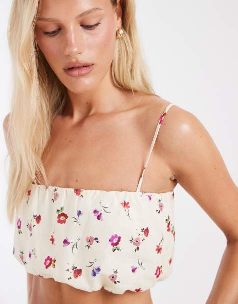 ASOS DESIGN - Top a palloncino a fiorellini in coordinato - view 1