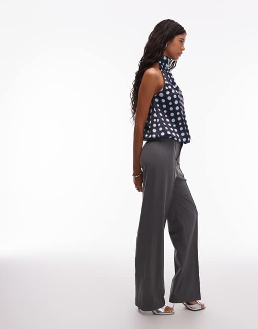 ASOS DESIGN - Top à pois satiné avec col montant et ourlet bouffant, 3 de 4