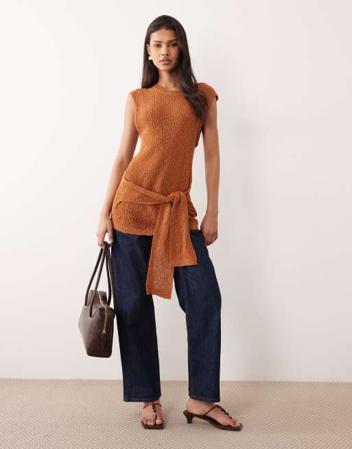 ASOS DESIGN - Top a portafoglio color zenzero