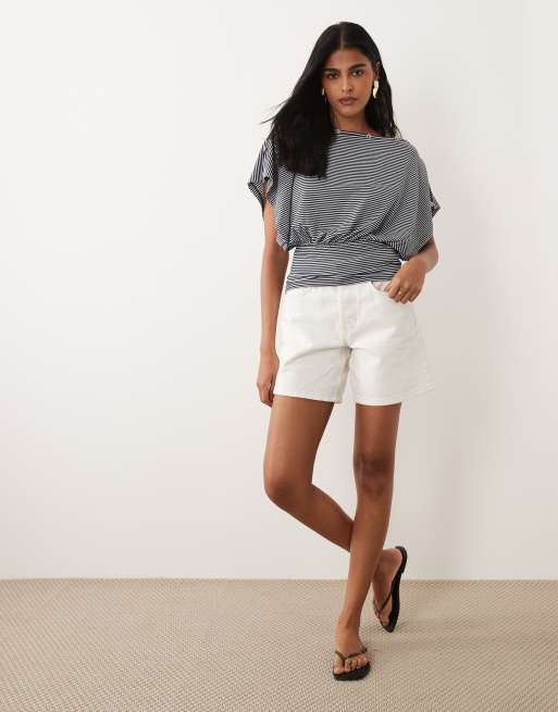 ASOS DESIGN - Top a rayas azul marino y blancas con diseño multiposición con botones, 2 de 4