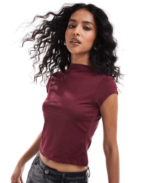 ASOS DESIGN - Top accollato color vino aperto dietro - view 1