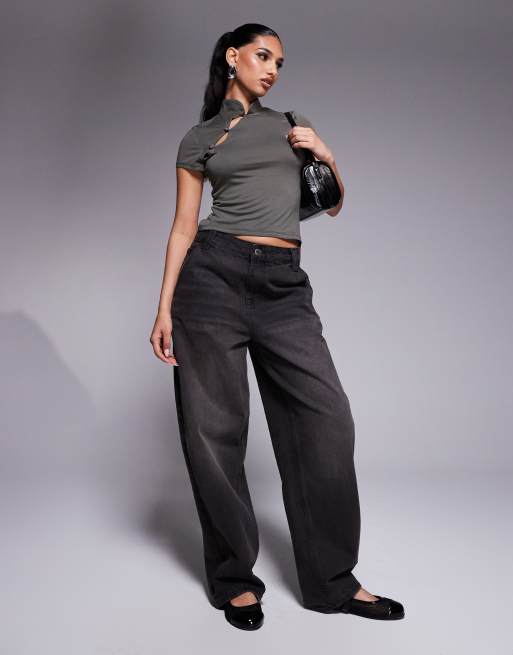 ASOS DESIGN - Top ajusté à manches courtes avec boutons et passants - Vert kaki, 2 de 4