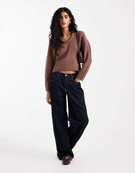 ASOS DESIGN - Top ajusté en maille structurée avec encolure rembourrée fantaisie - Moka - view 1