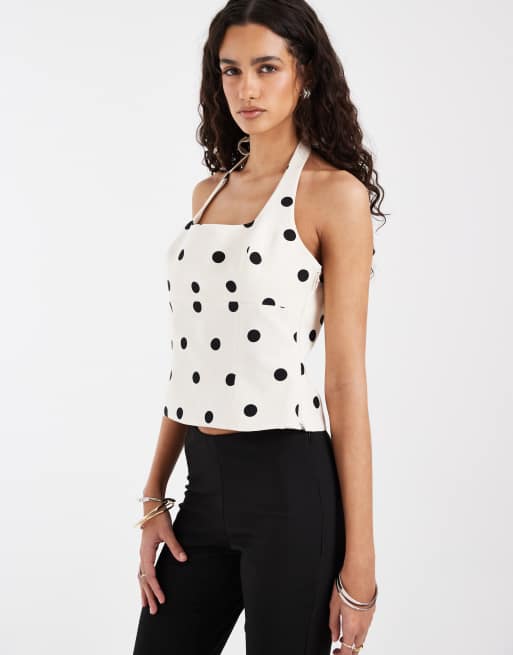 ASOS DESIGN - Top allacciato al collo con stampa in coordinato, 2 di 4
