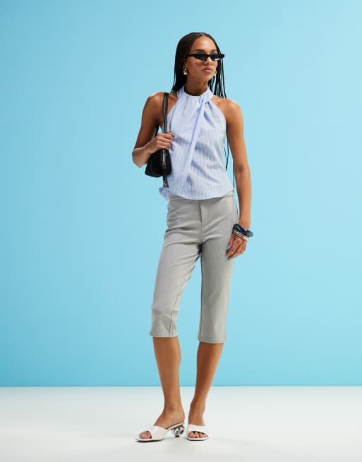 ASOS DESIGN - Top allacciato al collo e sulla schiena in popeline a righe, 3 di 4