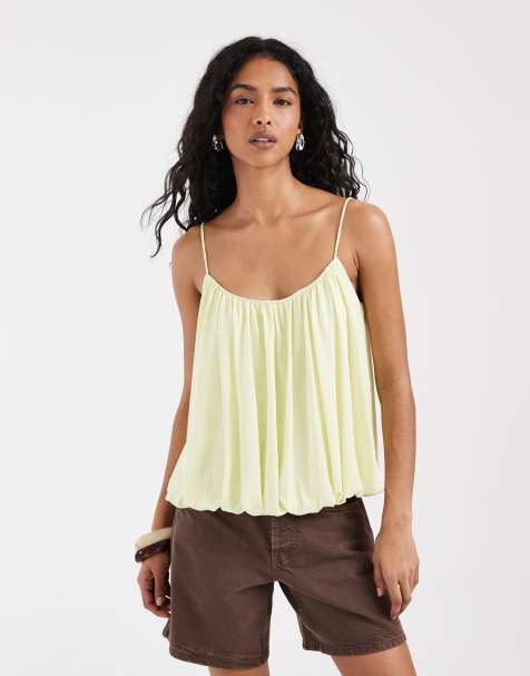 ASOS DESIGN - Top amarillo de tirantes con bajo abullonado - view 1