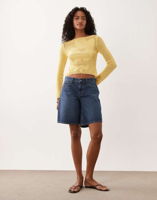ASOS DESIGN - Top amarillo pastel con estampado floral de punto fino, 3 de 4