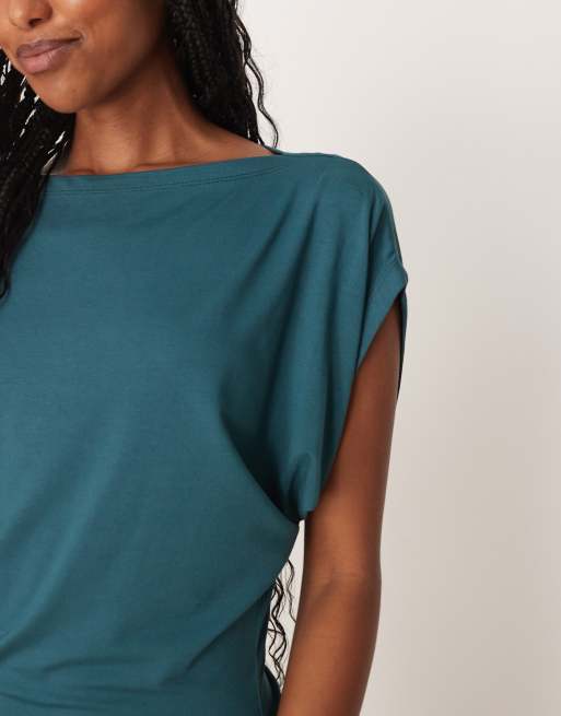 ASOS DESIGN - Top ample en modal à manches chauve-souris - Bleu sarcelle, 2 de 4