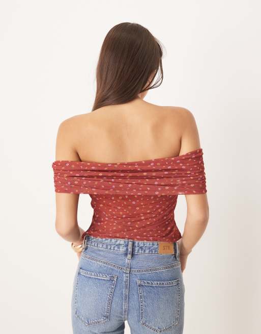ASOS DESIGN - Top arricciato con spalle scoperte a fiorellini, 4 di 4