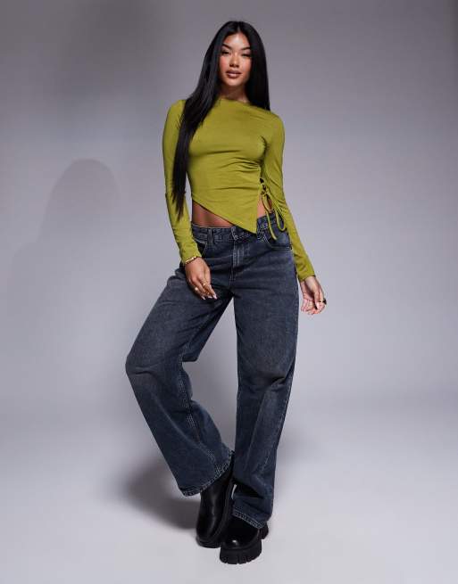 ASOS DESIGN - Top asymétrique avec lacets sur le côté - Olive, 2 de 4