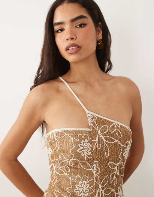 ASOS DESIGN - Top asymétrique d'ensemble texturé au crochet - Marron, 3 de 4