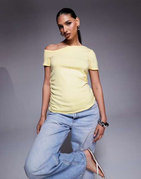 ASOS DESIGN - Top asymétrique en maille structurée - Babeurre - view 1
