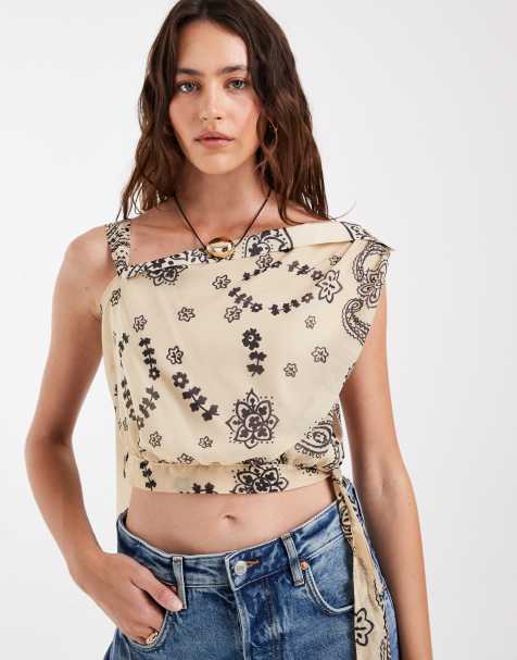 ASOS DESIGN top asymétrique en satin à imprimé paisley, ensemble 2 pièces - view 1