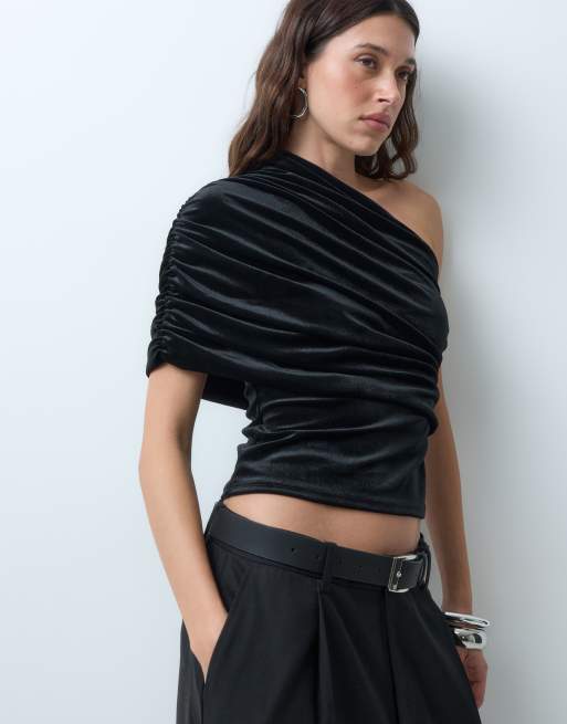 ASOS DESIGN top asymétrique en velours noir, 4 de 5