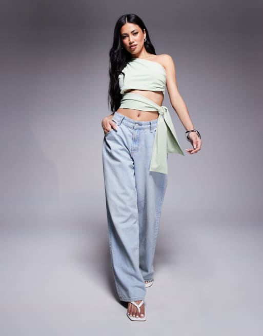 ASOS DESIGN - Top asymétrique épuré avec lien noué sur le côté - Pistache, 3 de 4