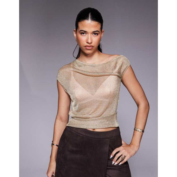 Haut D'été Blanc New Look Asymétrique Avec Chaîne Dorée - Taille UK 10 / EU 38 - Neuf Avec étiquettes