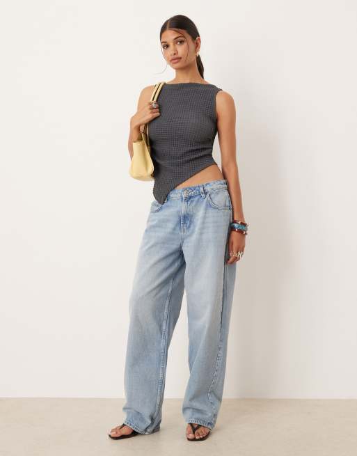 ASOS DESIGN - Top asymétrique texturé et froncé à la taille à assortir - Bleu marine, 2 de 4