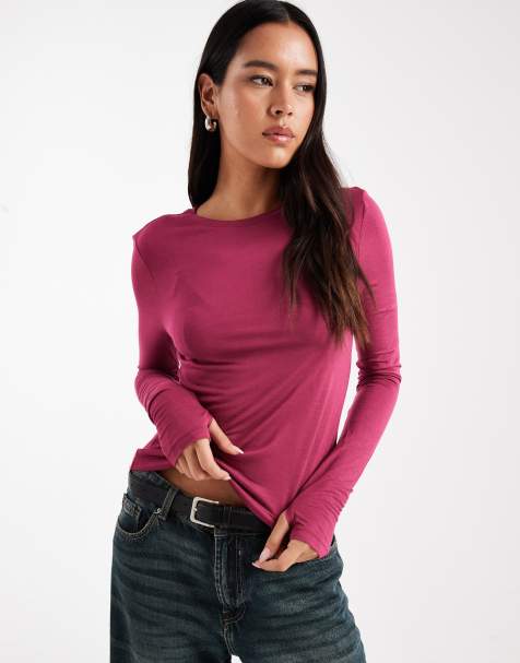ASOS DESIGN - Top attillato rosa semitrasparente a maniche lunghe - view 1