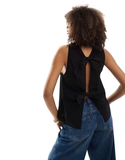 ASOS DESIGN - Top avec nœuds dans le dos - Noir