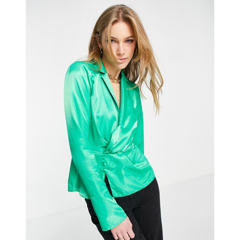 Camicie e bluse Top DESIGN - Top avvolgente con colletto e dettaglio con bottoni laterali verde acceso 