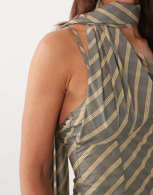 ASOS DESIGN - Top avvolgente in chiffon elasticizzato a righe, 3 di 4