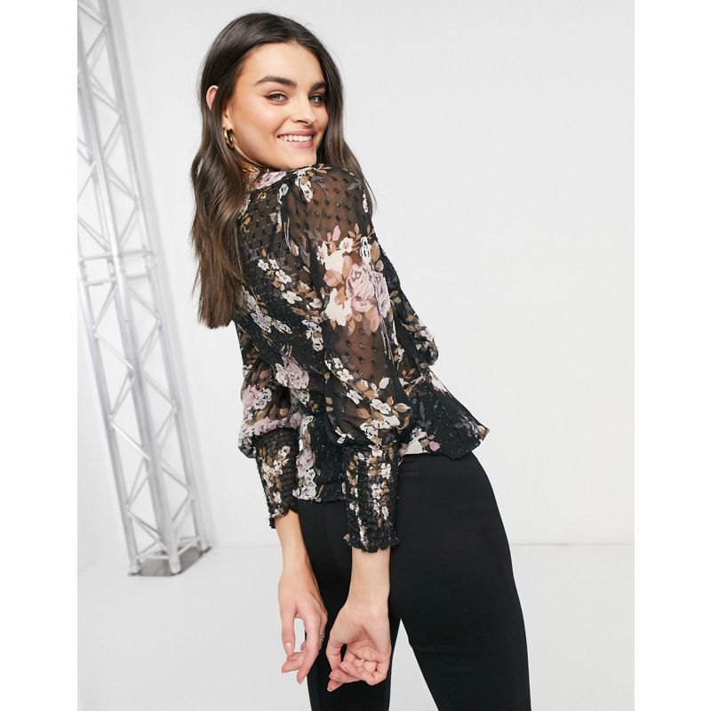 Camicie e bluse Donna DESIGN - Top avvolgente trasparente con stampa a fiori metallizzata