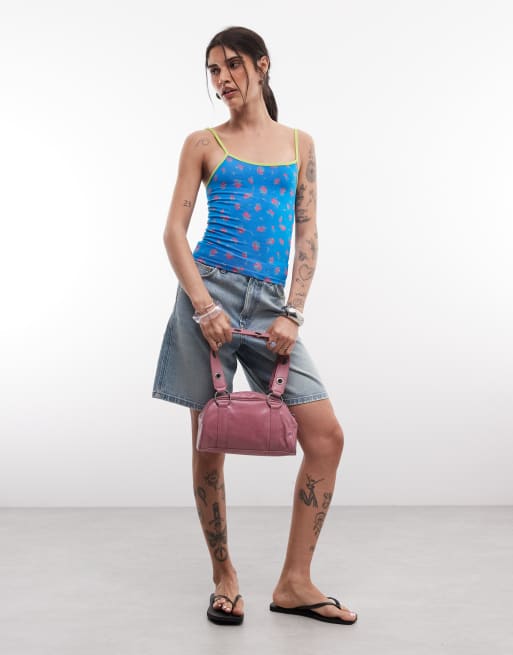 ASOS DESIGN - Top azul de tirantes con estampado floral sin costuras, 2 de 4