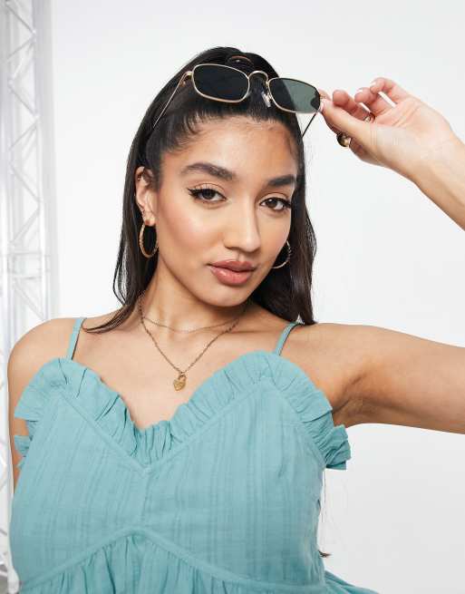 ASOS DESIGN - Top babydoll d'été en tissu texturé à volants - Sauge, 3 de 4