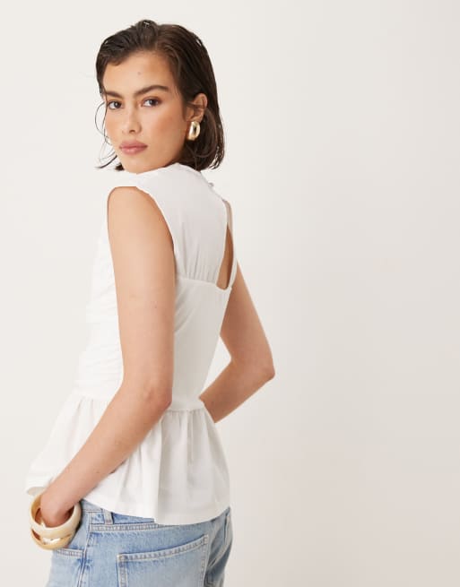ASOS DESIGN - Top bandage à fronces en tissu mélangé - Ivoire, 3 de 4