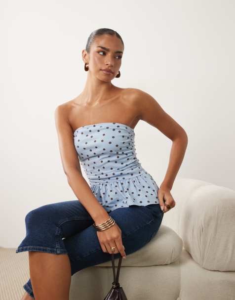 ASOS DESIGN - Top bandeau à pois avec ourlet à basque - view 1