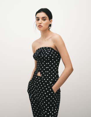 Top bandeau ajusté à pois - Noir et blanc-Multicolore 36