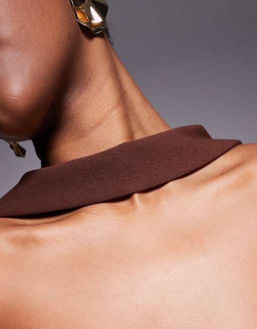 ASOS DESIGN - Top bandeau d'ensemble avec foulard à l'encolure - Chocolat, 2 de 4