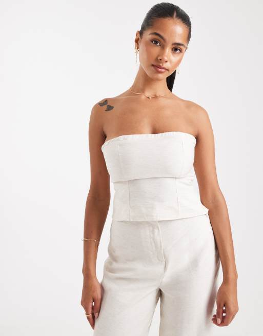 ASOS DESIGN - Top bandeau d'ensemble cintré - Marron