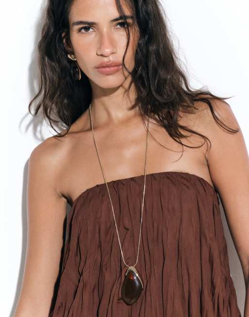 ASOS DESIGN - Top bandeau effet froissé à ourlet boule - Rouille, 3 de 4