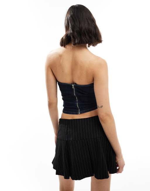 ASOS DESIGN - Top bandeau en jean à découpe - Indigo, 4 de 4