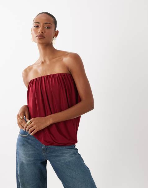ASOS DESIGN - Top bandeau près du corps effet drapé asymétrique - Baie - view 1