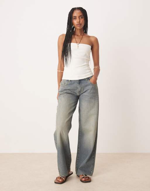 ASOS DESIGN – Top bandeau z bawełny interlock w kolorze mleka kokosowego, 2 z 4