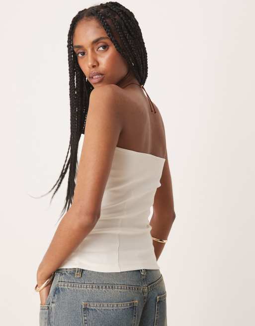 ASOS DESIGN – Top bandeau z bawełny interlock w kolorze mleka kokosowego, 4 z 4