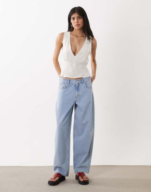ASOS DESIGN - Top beis con cuello halter de mezcla de lino, 2 de 4