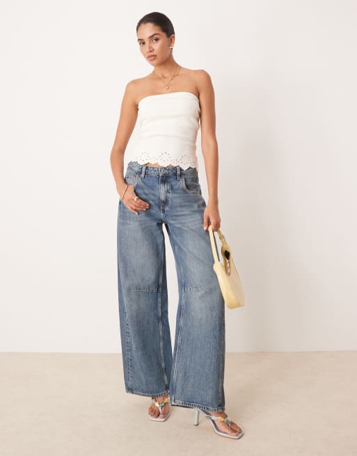 ASOS DESIGN - Top blanco con escote palabra de honor y bajo bordado, 3 de 4