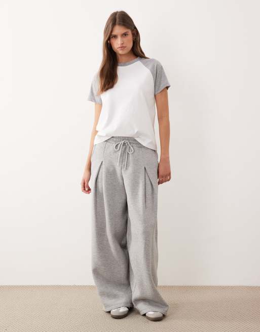 ASOS DESIGN - Top blanco y gris jaspeado con mangas raglán en contraste (parte de un conjunto), 2 de 4