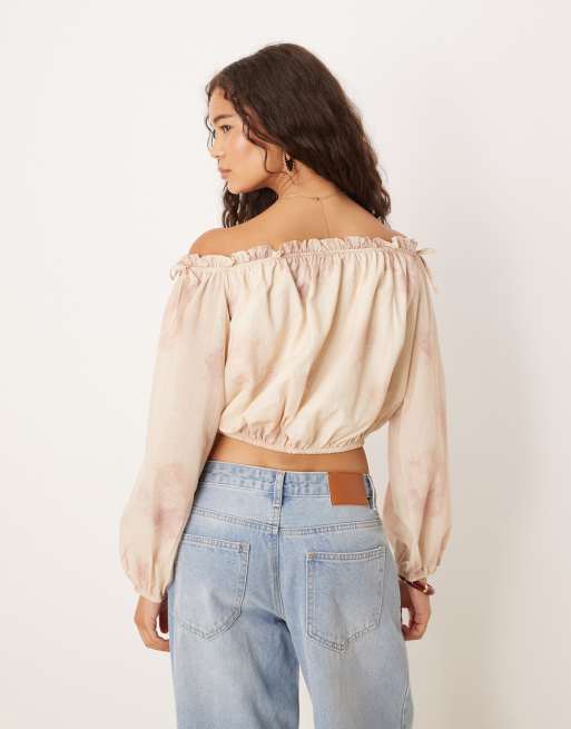 ASOS DESIGN - Top bohémien a fiori con scollo alla Bardot in coordinato, 3 di 4