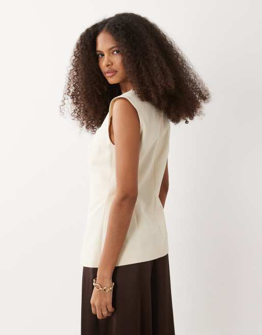 ASOS DESIGN - Top boutonné sans manches en lin mélangé, 4 de 4