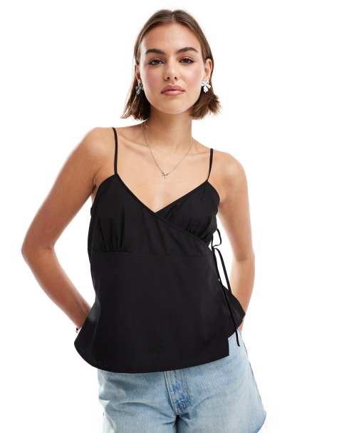 ASOS DESIGN - Top cache-cœur à fines bretelles - Noir - view 1