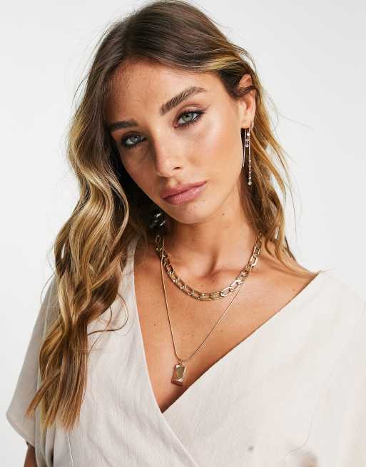 ASOS DESIGN - Top cache-cœur à manches ange et ourlet à basque - Naturel, 3 de 4