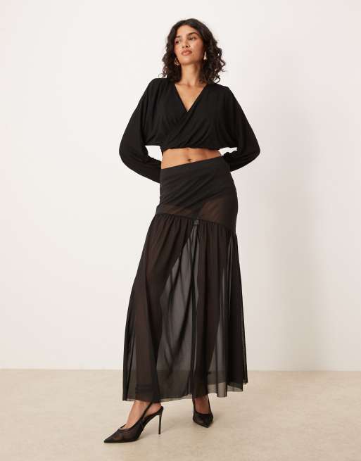ASOS DESIGN - Top cache-cœur à manches chauve-souris longues - Noir, 2 de 4