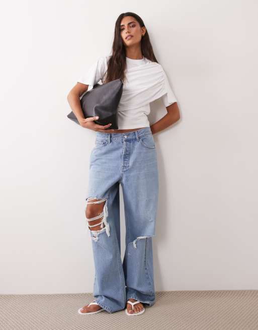 ASOS DESIGN top cache-cœur à manches courtes en blanc, 2 de 4